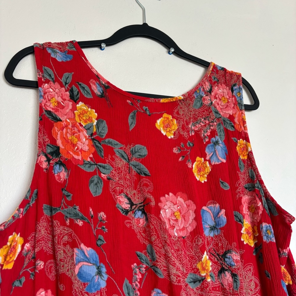 Bila Sleeveless V-Neck Rayon Mixed Floral Print Asymmetrical Dress Size XL Boho - Picture 9 of 12